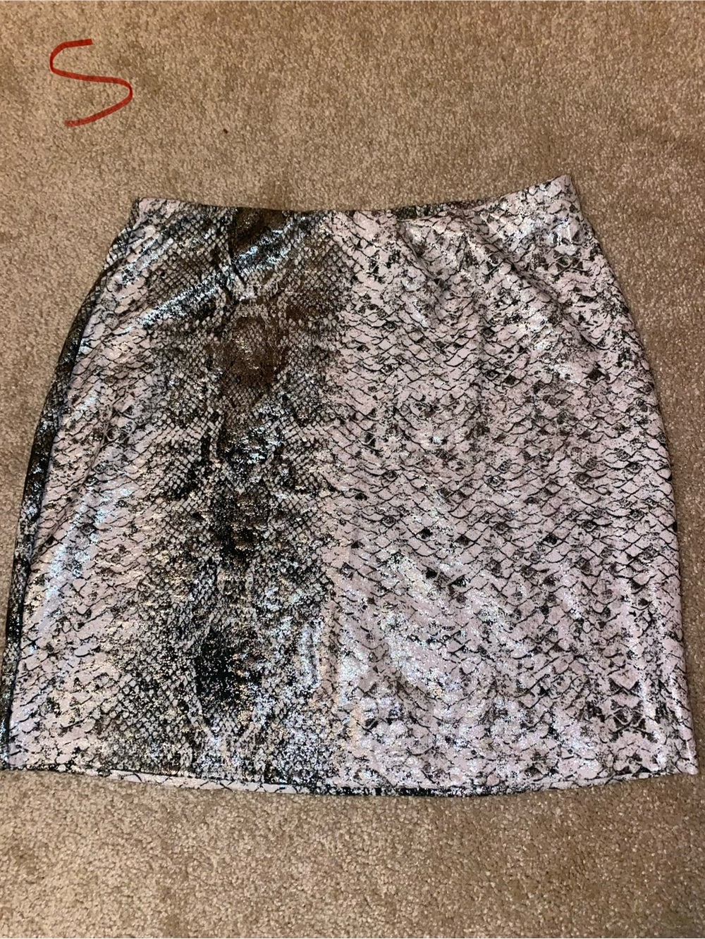 Windsor Silver and Black Snake-Print Mini Skirt - Picture 1 of 1